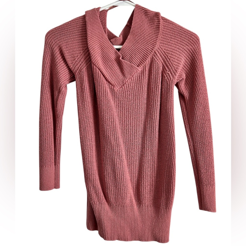 New York & Company Dusty Rose Cowl Neck Sweater